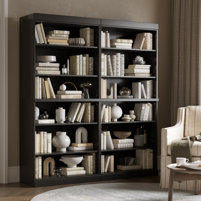 Bibliothèque modulaire haute à 12 étagères, 100 % bois massif, avec étagères réglables et rangement ouvert, 162,5 cm (L) x 181,5 cm (H)