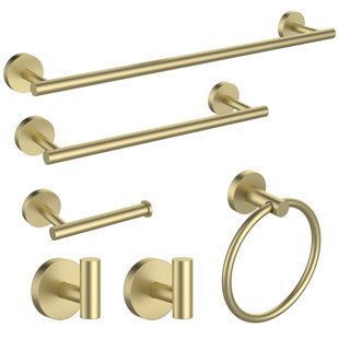 6-Piece Bath Hardware Set Towel Bar, Toilet Paper Holder, Towel Ring, Towel Hook