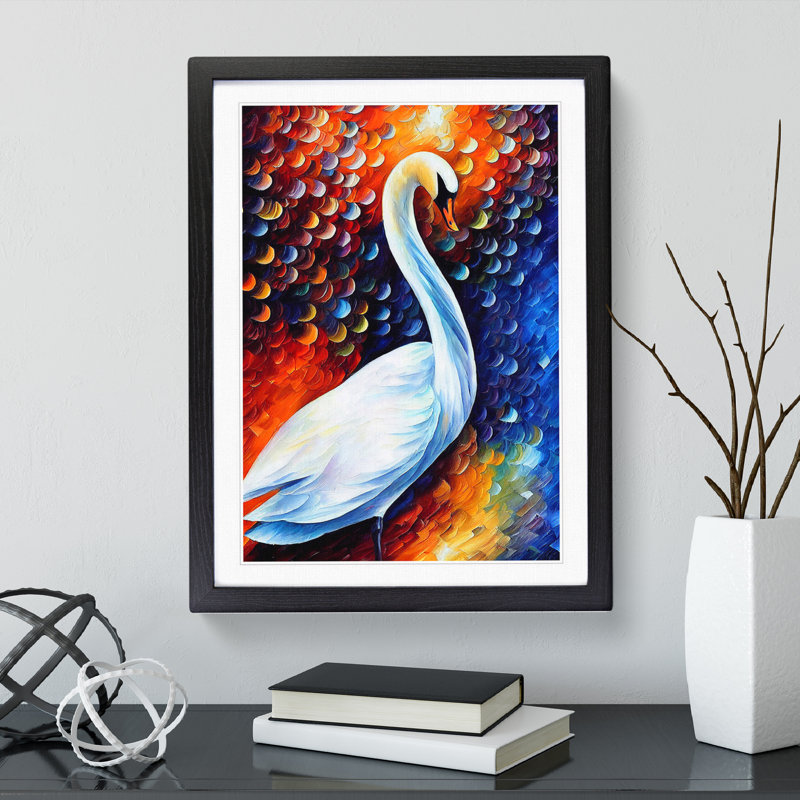 Swan Portrait - Single Picture Frame Print, Black Framed, 64cm H x 46cm W x 2cm D