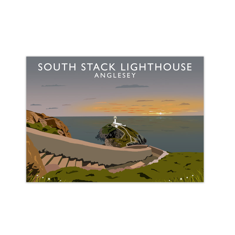 South Stack Lighthouse Anglesey Sunset by Richard O'Neill - Print, Unframed, 59.4cm H x 84.1cm W x 3cm D