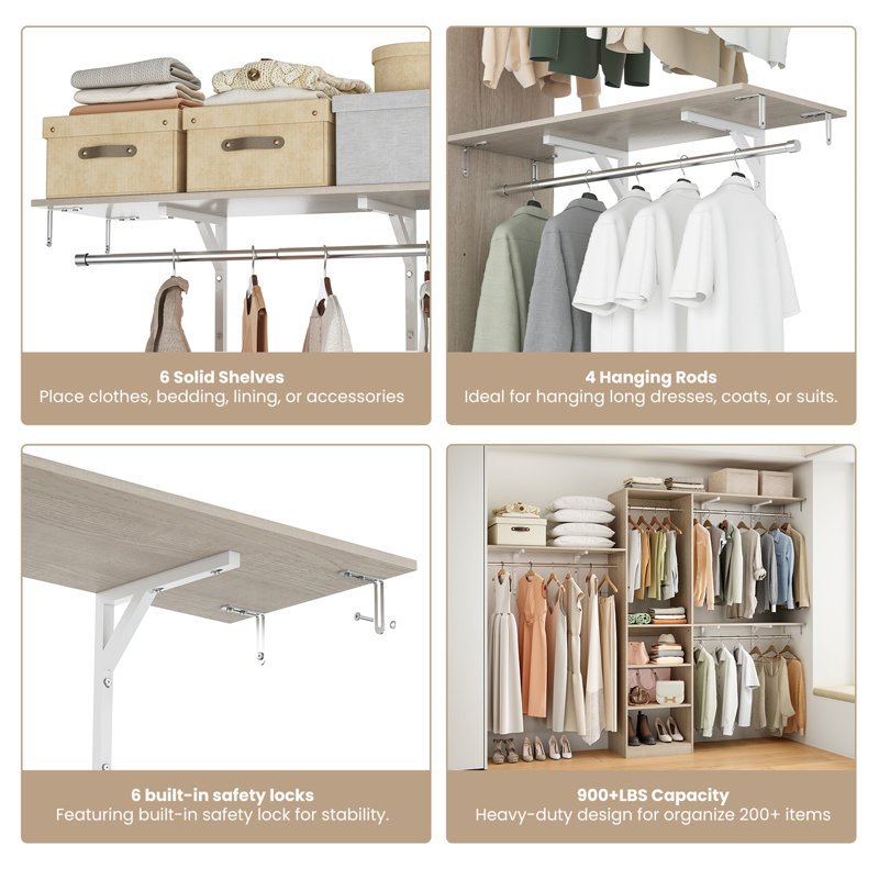 Closet Organizer Heavy Duty Clothes Rack, Khaki