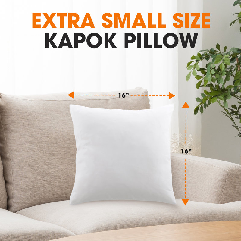 Set of 2 White Kapok Fiber Square Throw Pillows