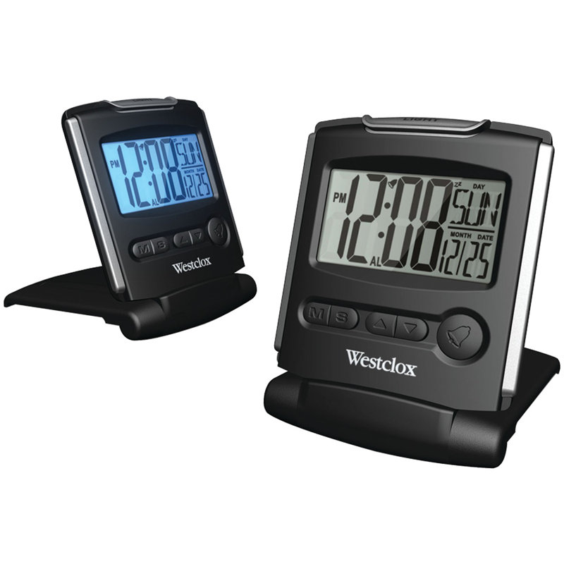 Modern & Contemporary Digital Electric Tabletop Clock with Alarm in Black