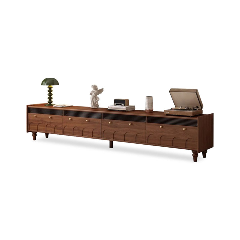 Meuble télé en bois massif brun noisette, H 17,32 po x L 78,74 po x l 13,78 po