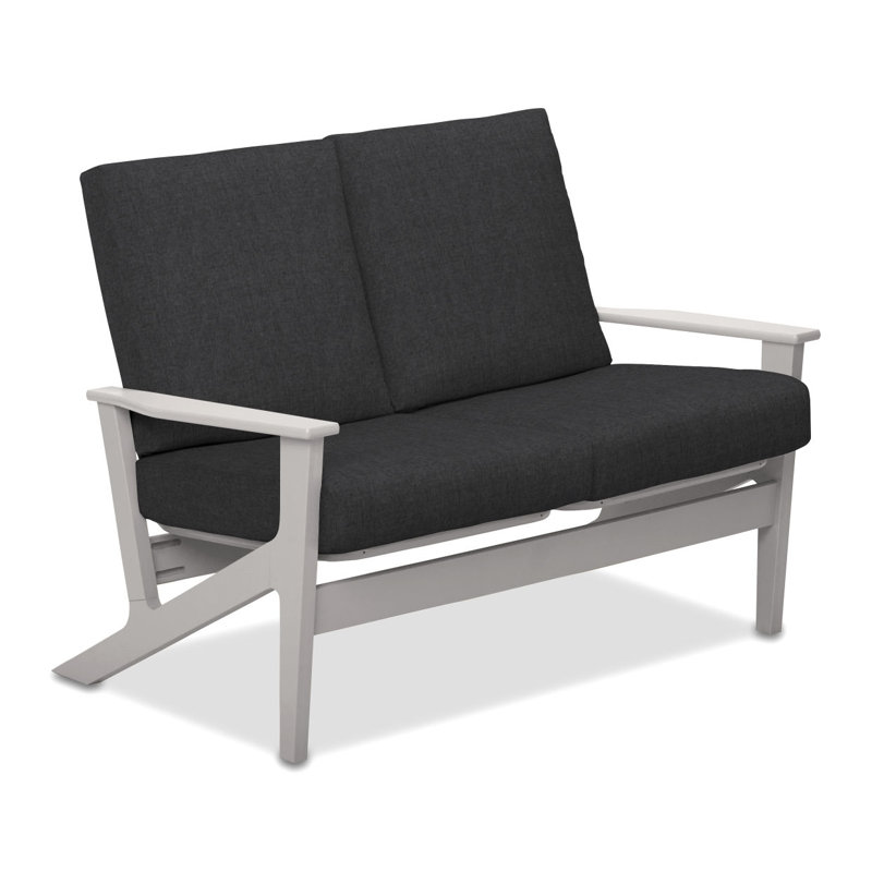 Chrisa 51.5'' Wide Loveseat with Cushions, Cast Slate Sunbrella® Plainweave, Textured Snow