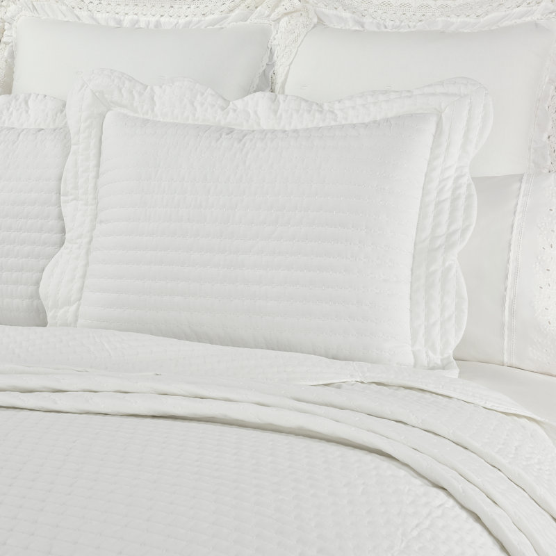 Ashford White Quilted Cotton Standard Pillow Sham