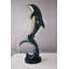 Statue en bronze coloré dauphin sautant les vagues Horfield, taille: 15 po x 10 po x H 31 po