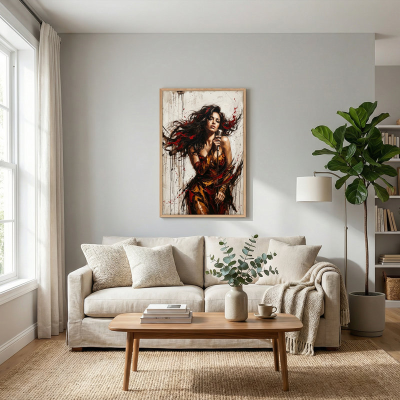 Ensemble de 1 toile murale « Chanteuse dramatique », 40"H x 28"W, Natural