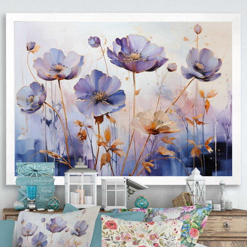 Décoration botanique mauve Serenade IV - Abstract Botanicals, Cadre simple blanc, L 40 po x H 30 po