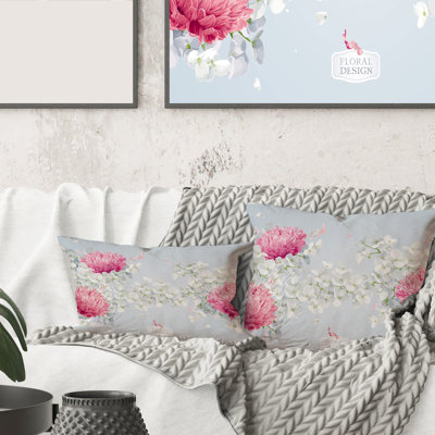Coussin Rectangle, chrysanthèmes et fleur de pommier - imprimé traditionnel