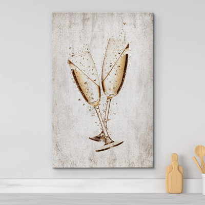 Rétro rétro champagne célébration sur toile