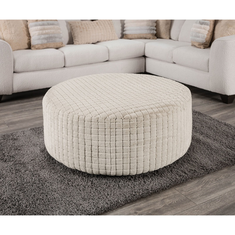 Repose-pieds rond doux de style transitionnel en chenille brun clair