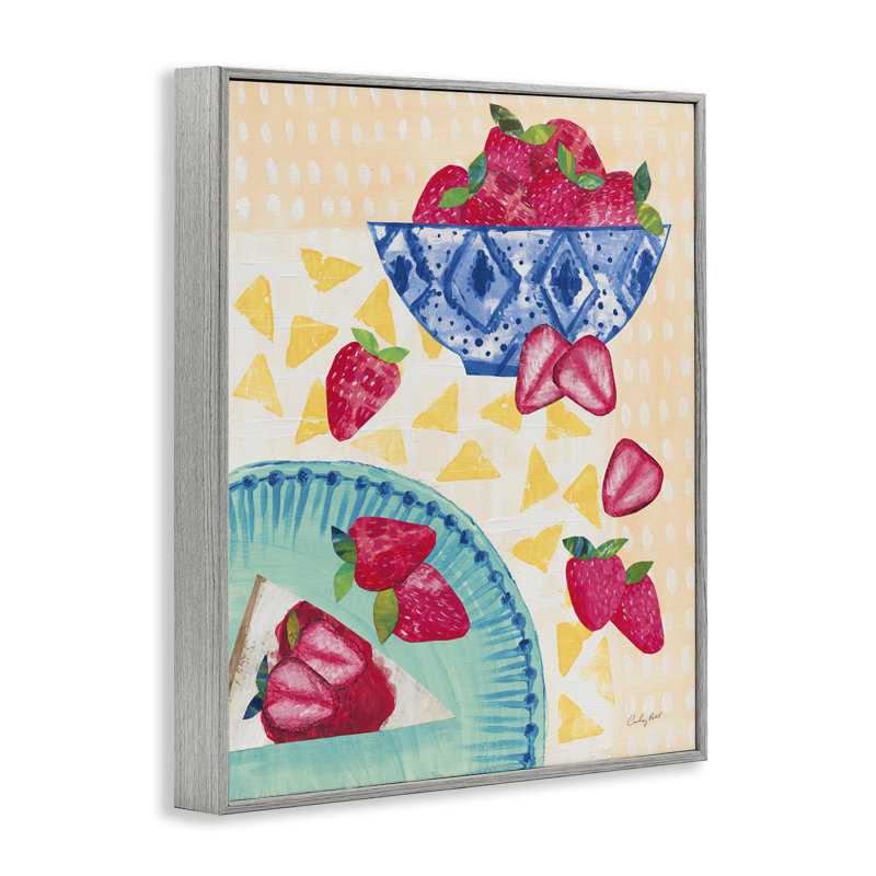 «Strawberry Dessert», art de la giclée encadrée par Courtney Prahl, H 30 po x l 24 po, Estampe numérique Farmhouse