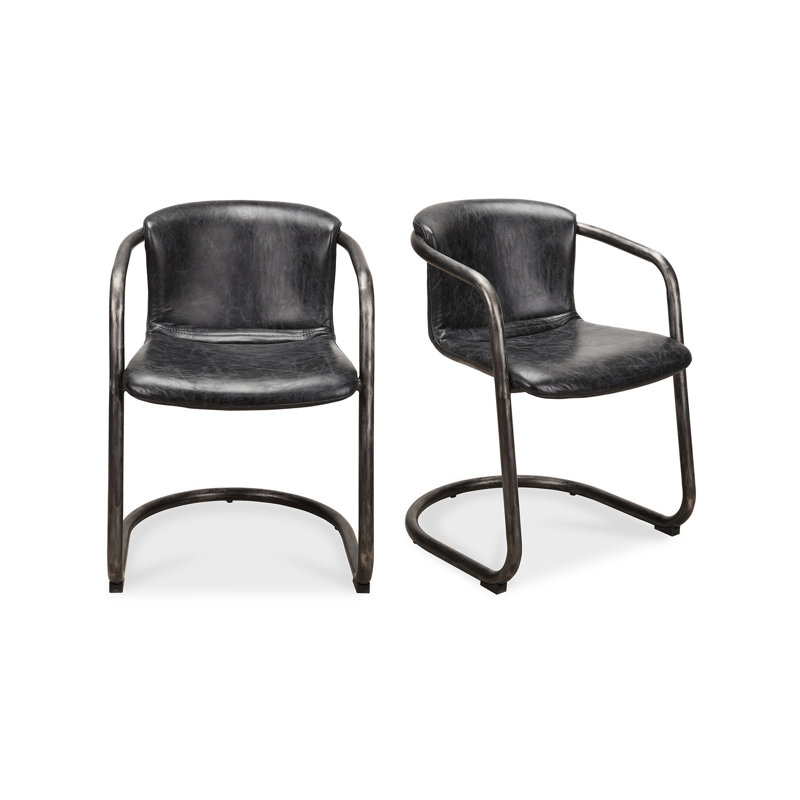 Freeman Bar Stool, Black Genuine Leather