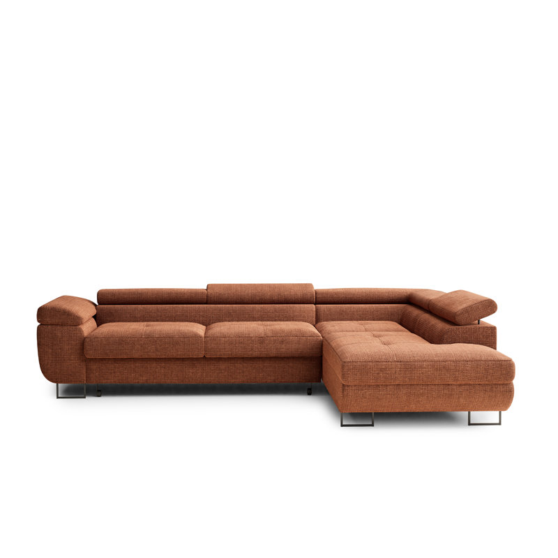 4 Seater Reclining Corner Sofa , Copper Polyester/Chenille, Right Hand Facing