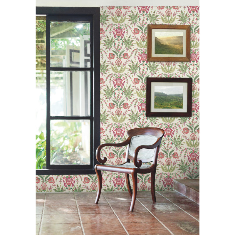 Rouleau de papier peint lisse L 33 po x l 20,5 po, Beige / vert / rouge