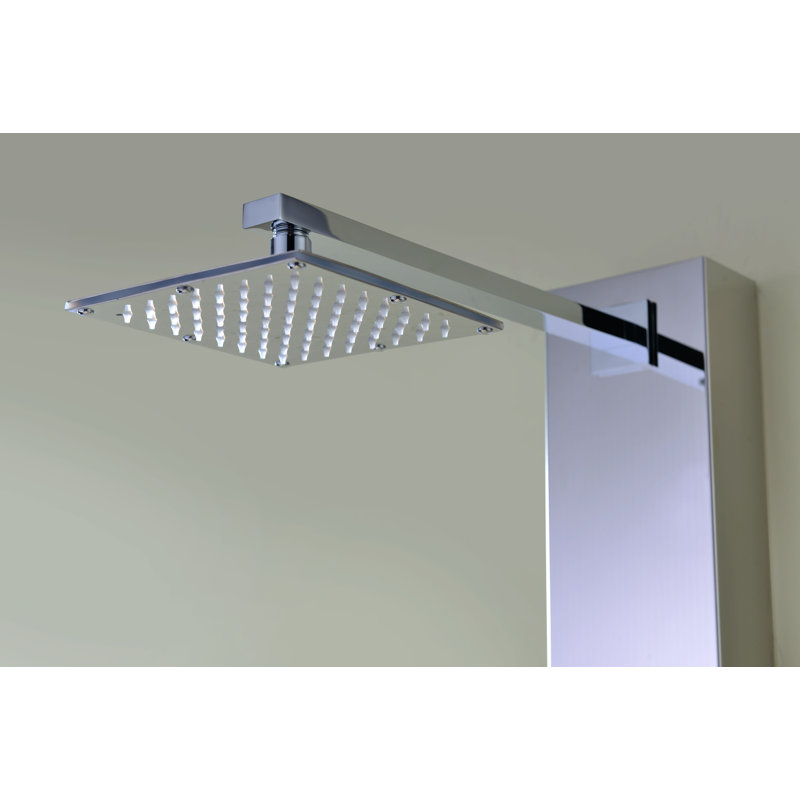 Polished Chrome Stainless Steel 59" Shower Panel with Jets and Handheld Wand