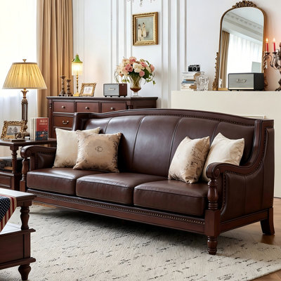 American-style light luxury leather sofa