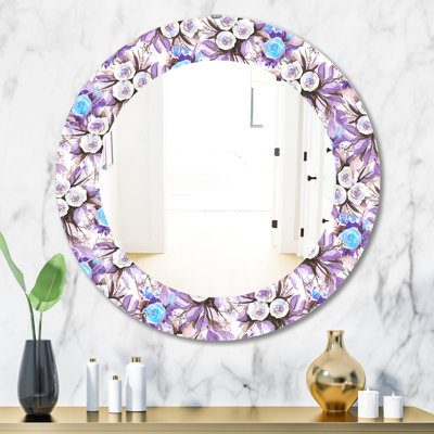 Purple Bloom 4 - Traditional Mirror - Oval or Round Bathroom Mirror -