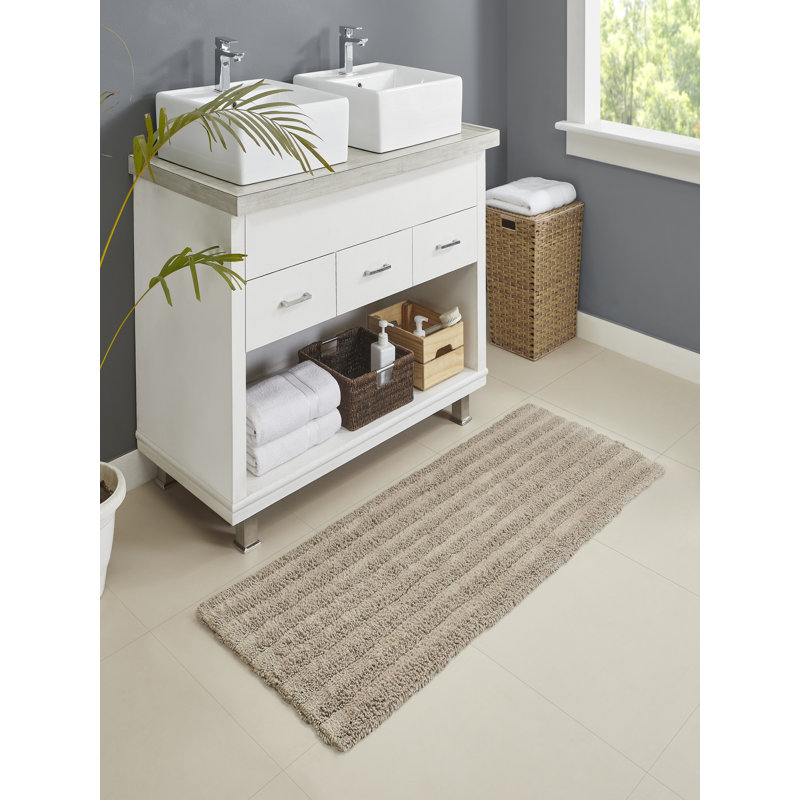 Genieve Cotton Blend Bath Rug, Linen