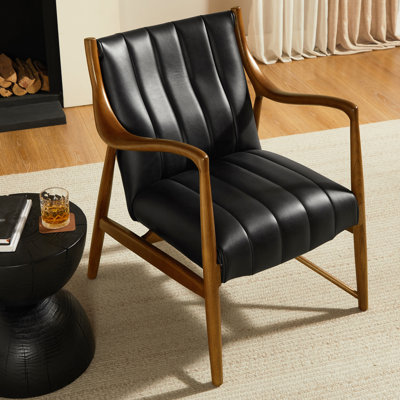 Upholstered Full Grain Leather Side Chair