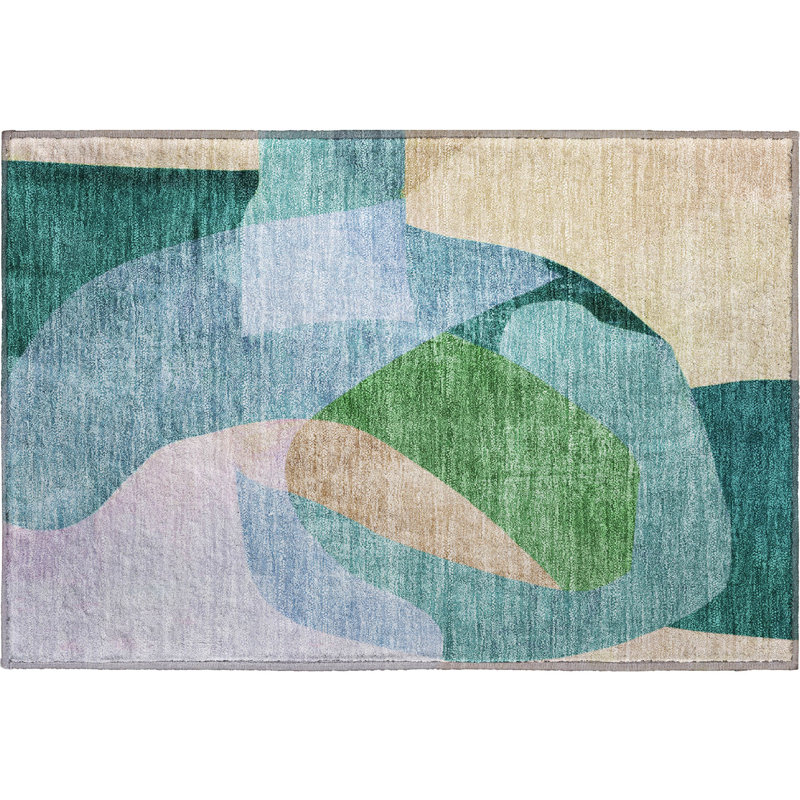 Tapis abstrait lavable à la machine de qualité supérieure Mayfield, Vert, 1 pi 8 po x 2 pi 6 po