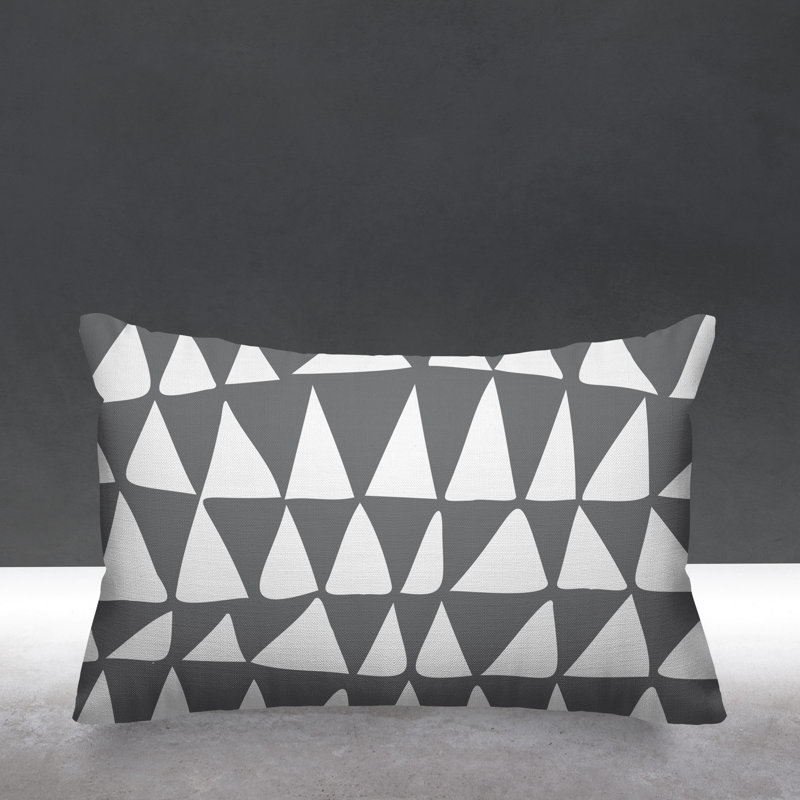 Housse et insert de coussin rectangulaire d'extérieur dessiné à la main Lani, gris