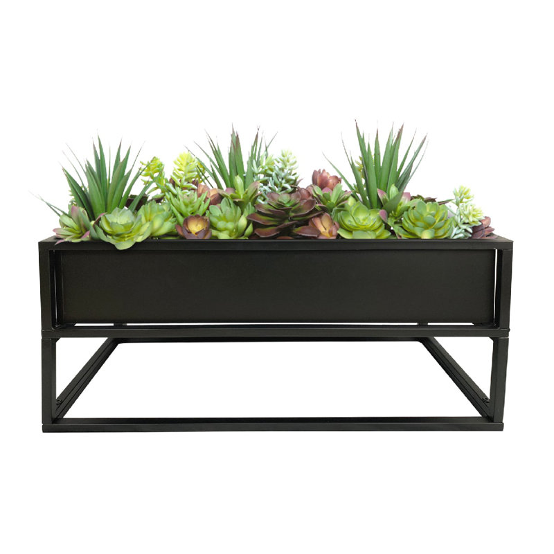 Pot à fleurs surélevé en métal Dekker, H 14 po x l 28,75 po x P 12,25 po, Noir