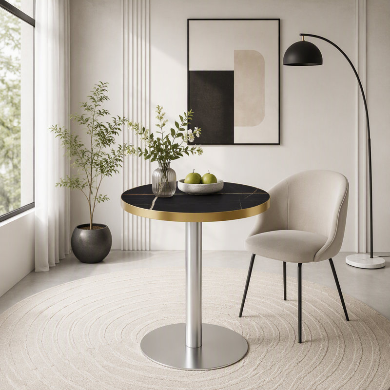 Dining Table, Black+Gold,Silver