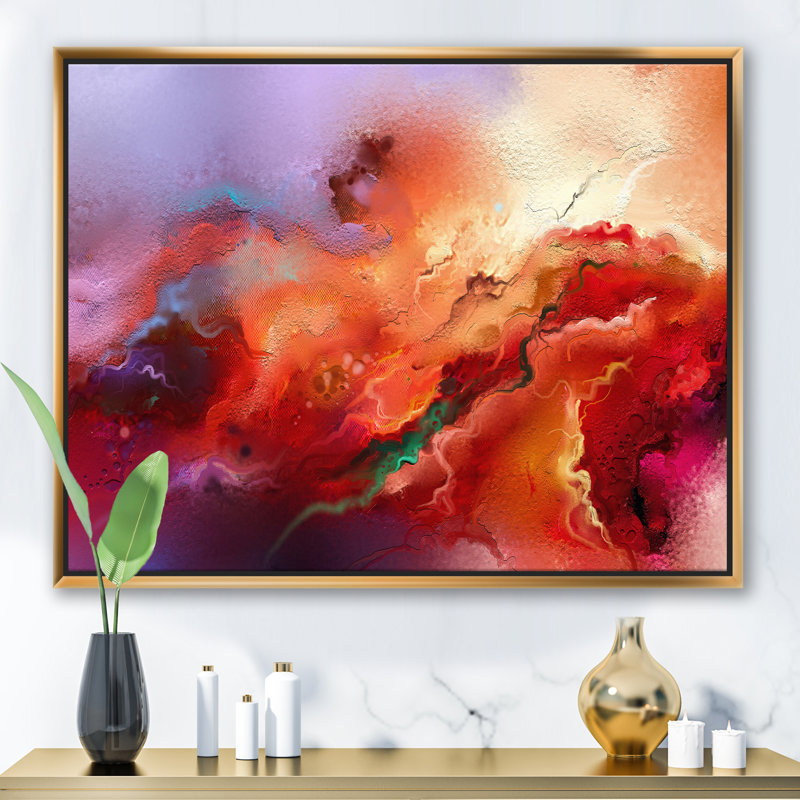 «Clouds of Red Mauve and Red», reproduction d'impression sur toile, H 36 po x l 46 po x P 1,5 po, Toile encadrée d'or