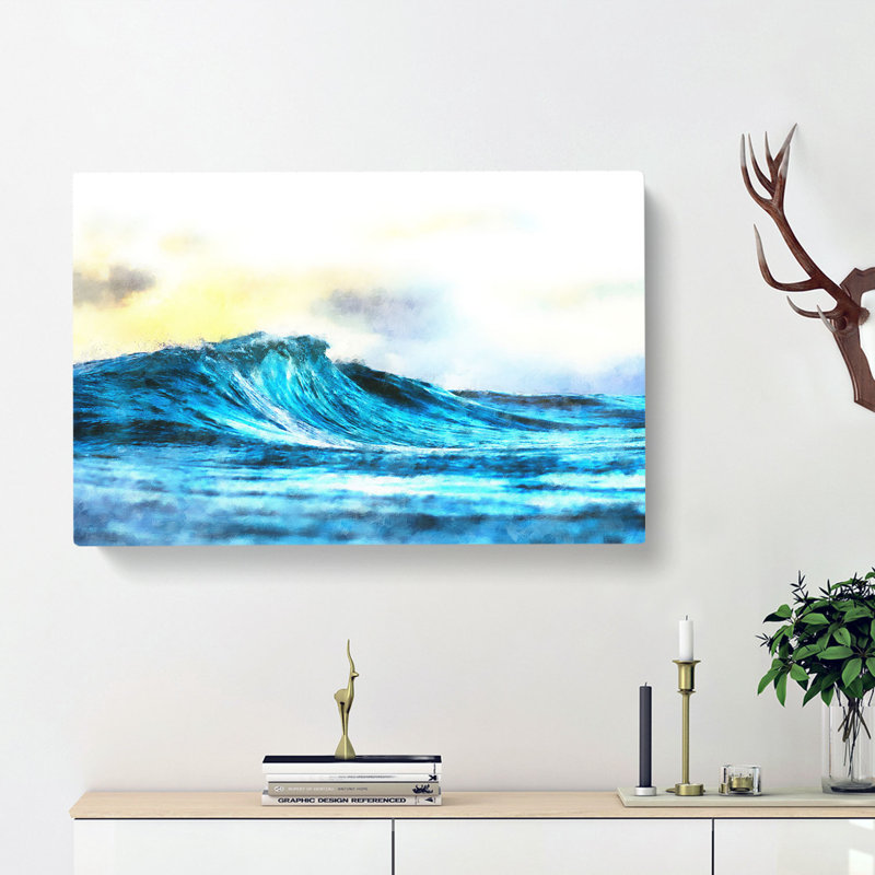 Wave View - Wrapped Canvas Painting, 60cm H x 91cm W x 4cm D