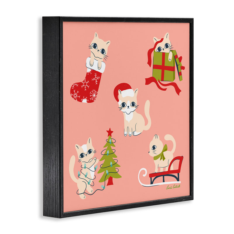Art giclée de fêtes mignonnes par Carrie Cantwell, H 12 po x l 12 po, Giclée encadrée noir minuit