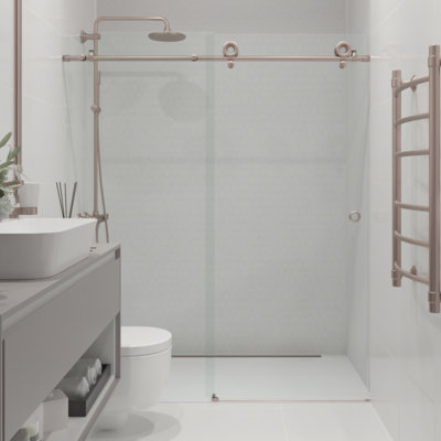  Crystal 44 - 48 x 78" Frameless Sliding Shower Door 3/8" Clear Tempered Glass