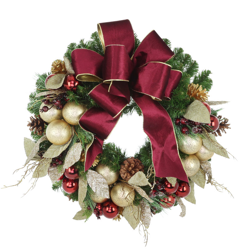 Burgundy And Gold Holiday Wreath