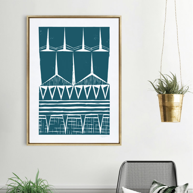 Impression sur toile encadrée moderne à motif circulaire bleu sarcelle par déclaration de biens