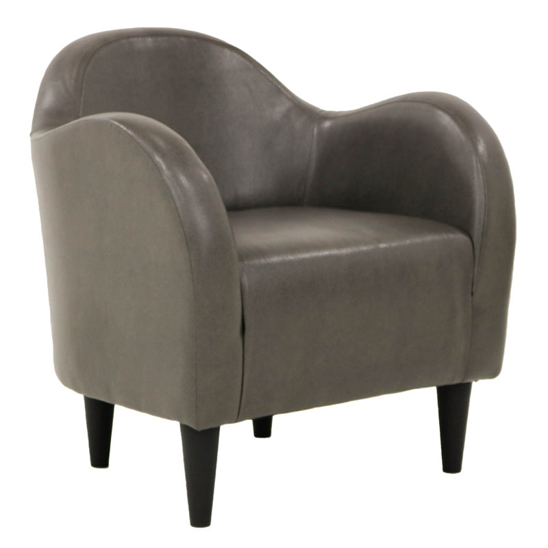 Fauteuil demi-tonneau l 30,5 po Tangier, Similicuir gris