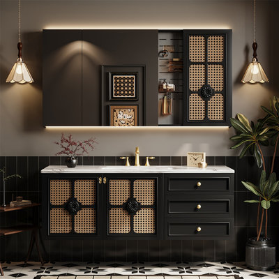 Romantic French style bathroom cabinet retro