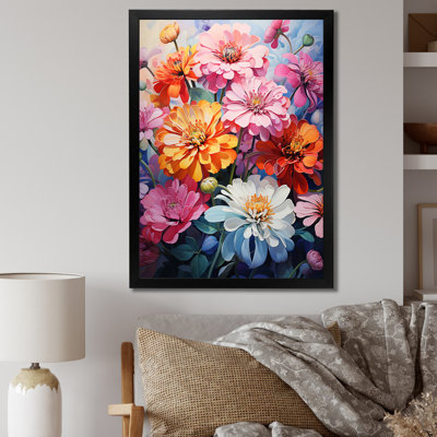 «Meadow Zinnia Carousel», reproduction sur toile florale et botanique