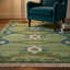 Tapis tribal géométrique vert sauge lavable à la machine 4 pi x 6 pi