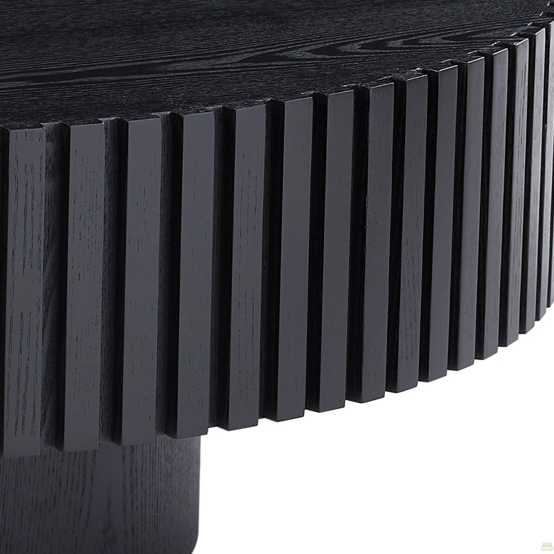 Table basse ronde en bois 35,43 po, Noir mat