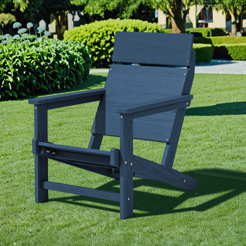 HDPE All-Weather Solid Panel Adirondack Chair, Navy