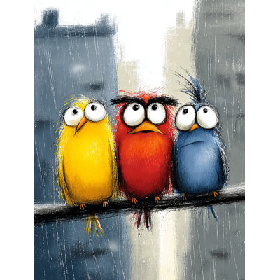 City Nesters - Oiseaux colorés sous la pluie