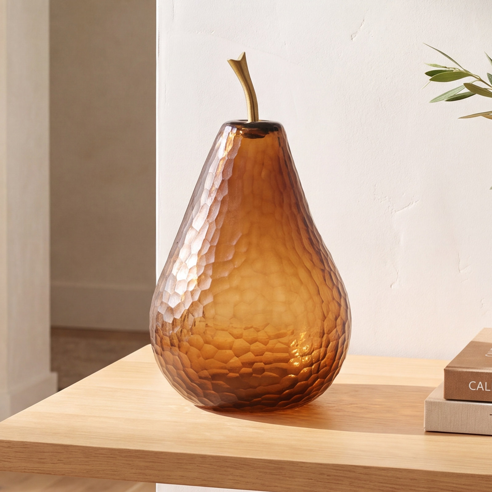 Amber Pear Holiday Figurine, 12.5" H x 7" W x 7" D