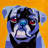 Flash the pug - 32"x32" art on canvas