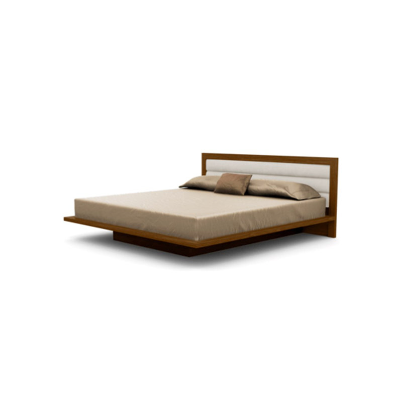 Moduluxe Upholstered Bed, California King, Onyx, Natural Walnut