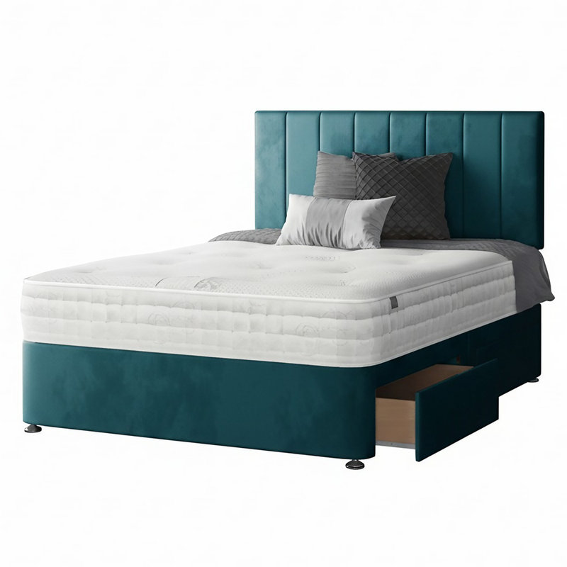 Ohioville Divan Bed Base, Mallard, Small Double (4'), 2 Foot-end Drawers