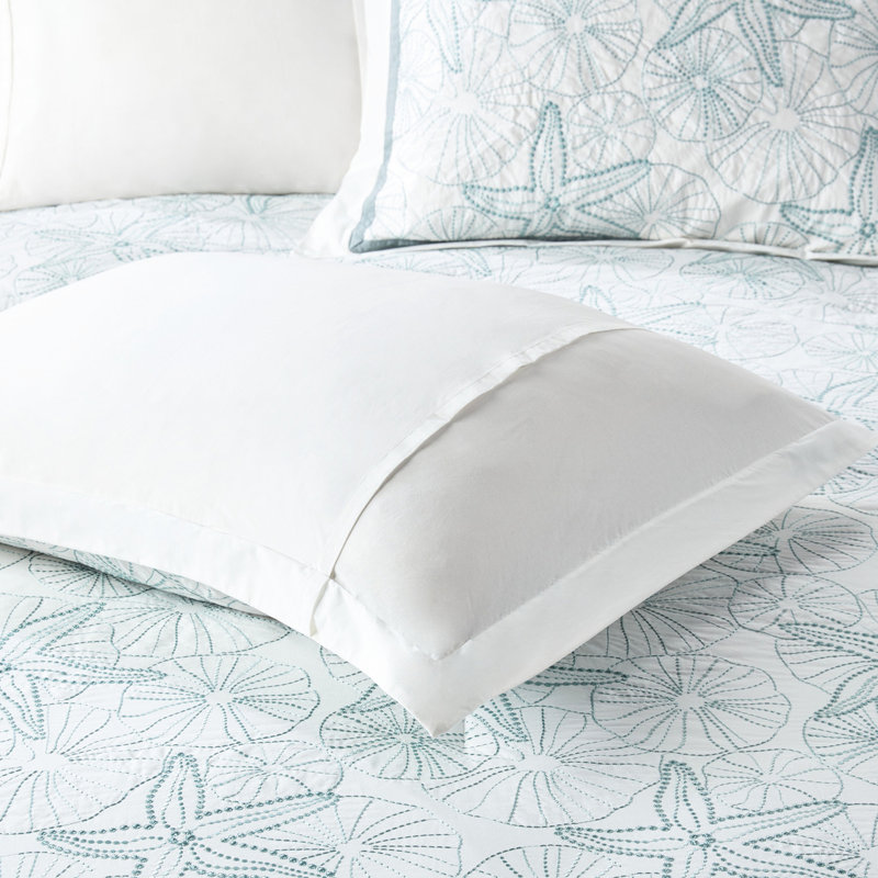 Ensemble de literie très grand blanc - broderie en coton et en sable, rembourrage, ensemble confortable surdimensionné à 100% avec accent et édredon