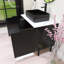 30 po Ensemble de meuble-lavabo simple sur pied Largeur avec lavabo vasque en céramique et comptoir blanc Carrara-113791476
