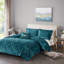 Édredon en velours simple / simple TG - Diamant intérieur bleu sarcelle avec coussin décoratif, lavable à la machine, fer à vapeur, pour une touche sophistiquée-124283851-124283853