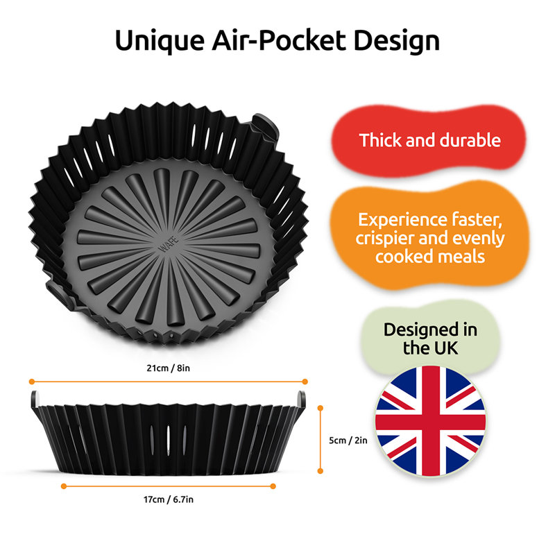 WAFE Round Air Fryer Liner for Tower and Ninja Air Fryer, Black